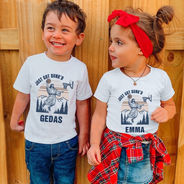 Personalized Baby Just Got Dunked Funny Baptism Shirts | CWBaby269