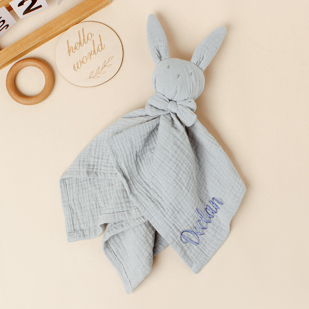Personalized Baby Embroidery Bunny Soothing Sleep Towel | CWToy137