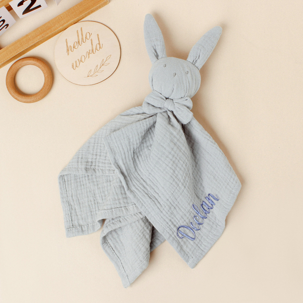 Personalized Baby Embroidery Bunny Soothing Sleep Towel | CWToy137