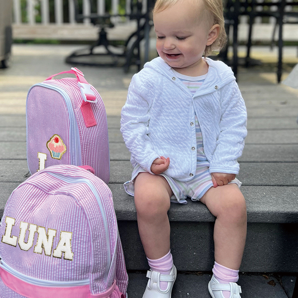 Personalized Kids Seersucker Backpack Insulation Lunch Box