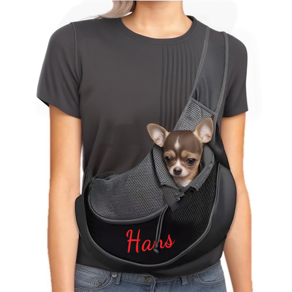 Personalized Hands Free Breathable Mesh Dog Sling Carrier | BKPet189