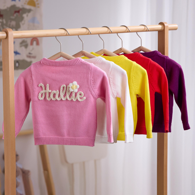 Personalized Hand Embroidered Kids Cardigan | CWBaby289