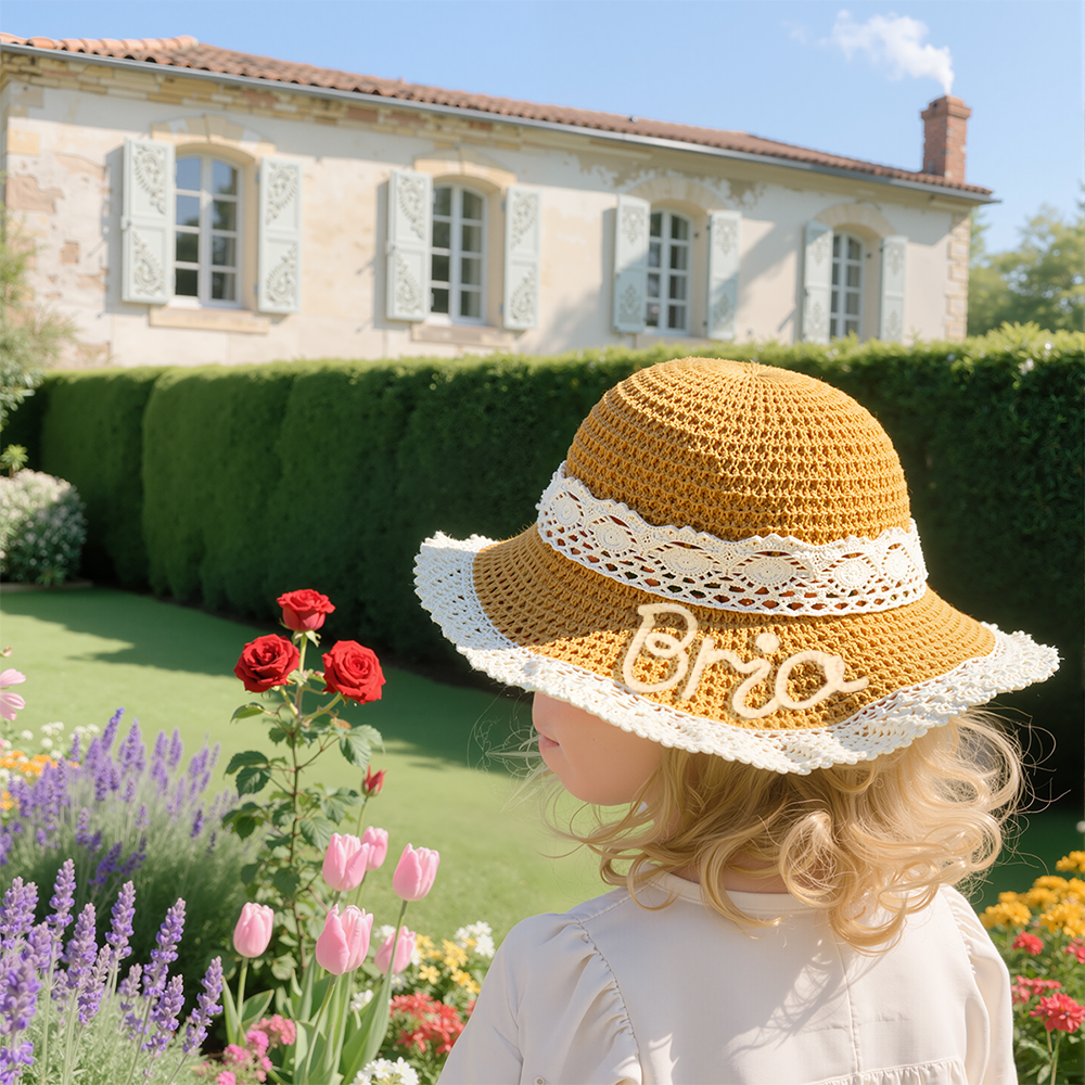 Personalized Summer Hand Embroidered Straw Hat | CWBeach202
