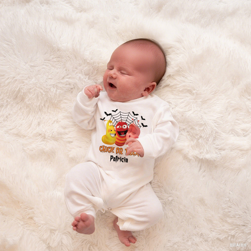 Personalized Larva's Halloween Funny Baby Romper | Larva08
