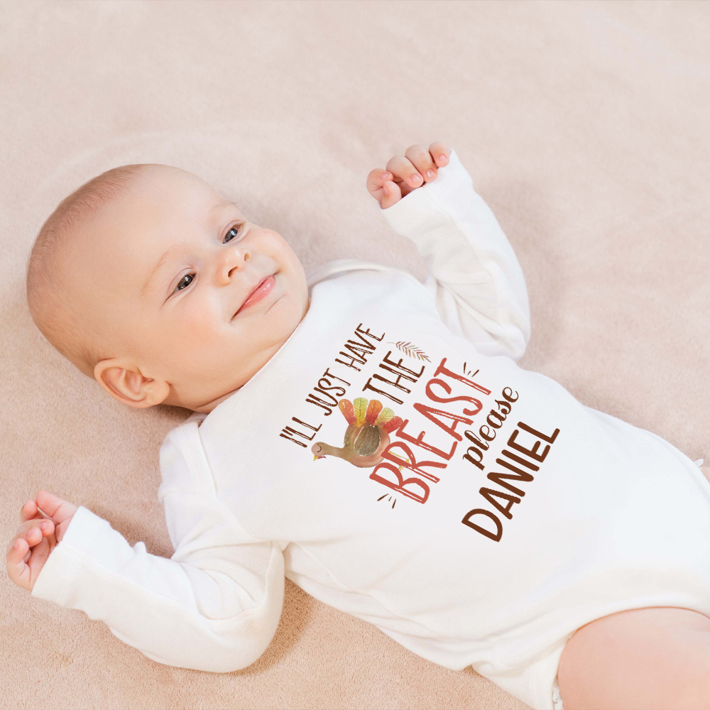 Personalized Baby Romper with Bib Set For Thanksgiving Party | CWThanks03