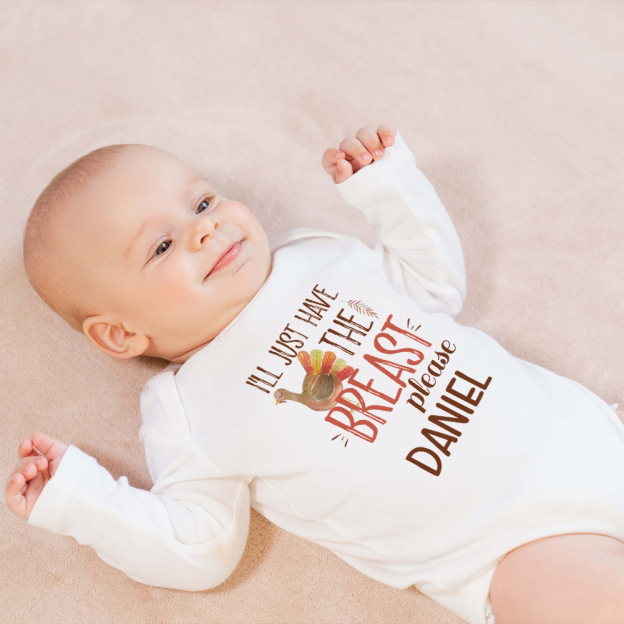 Personalized Baby Romper with Bib Set For Thanksgiving Party | CWThanks03