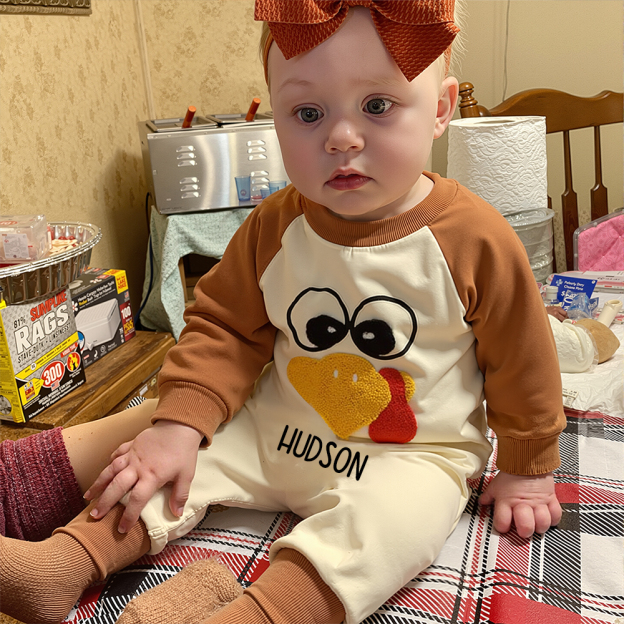 Personalized Baby Lovely Thanksgiving Turkey Romper | CWThanks04
