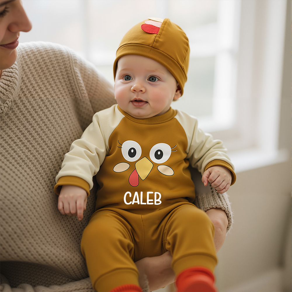 Personalized Baby Thanksgiving Turkey Romper with Hat | CWThanks10