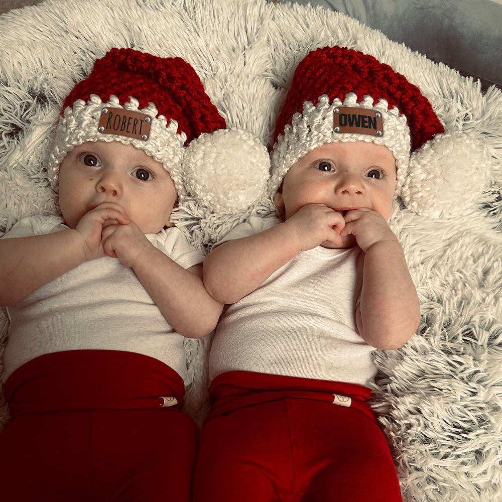 Personalized Leather Patch Christmas Santa Hat | MCGift116