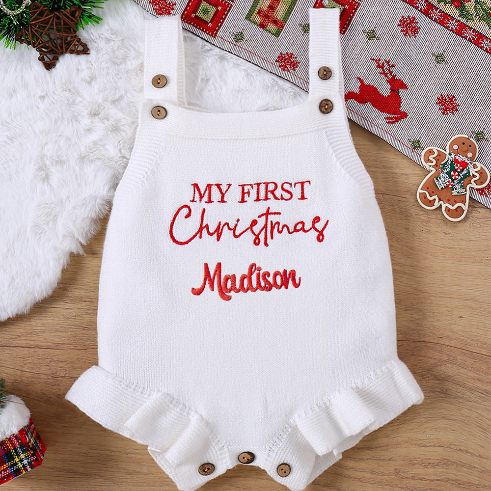 Personalized My First Christmas Baby Romper Set | MCGift137