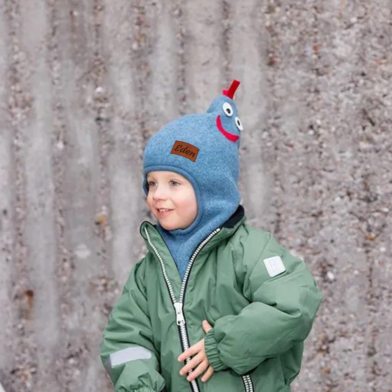 Personalized Leather Patch Wool Rooster Balaclava Hats | HSKid59