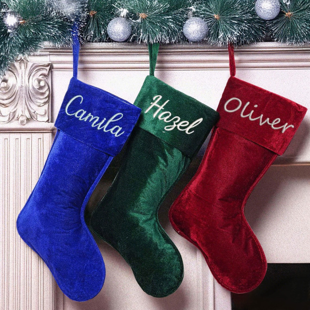 Personalized Velvet Christmas Stocking with Family Name | MCGift145