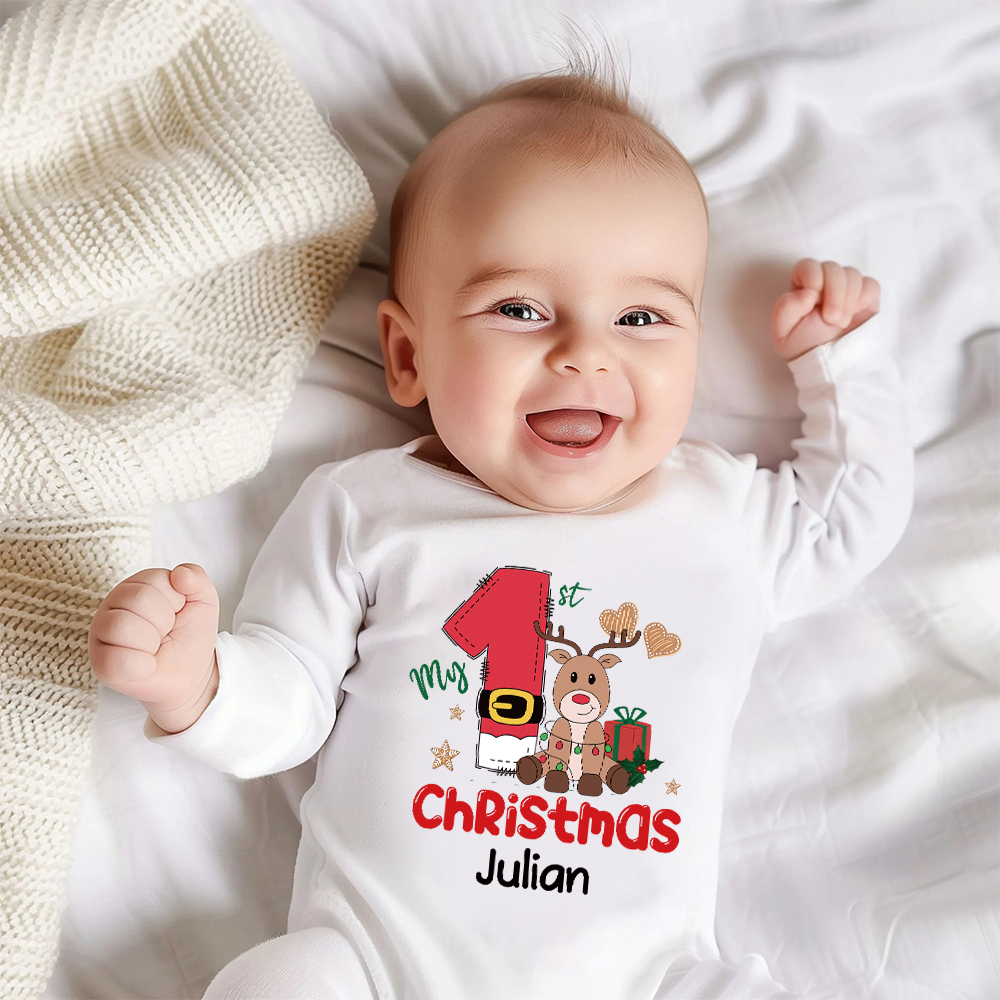 Personalized Baby 1st Christmas Ropmer and Hat Set | MCGift118