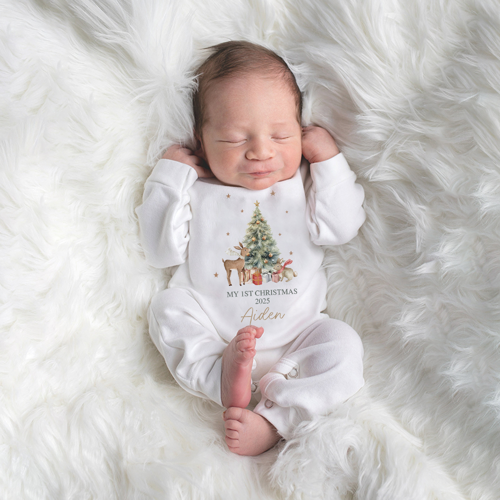 Personalized Baby 1st Christmas Ropmer and Hat Set | MCGift125