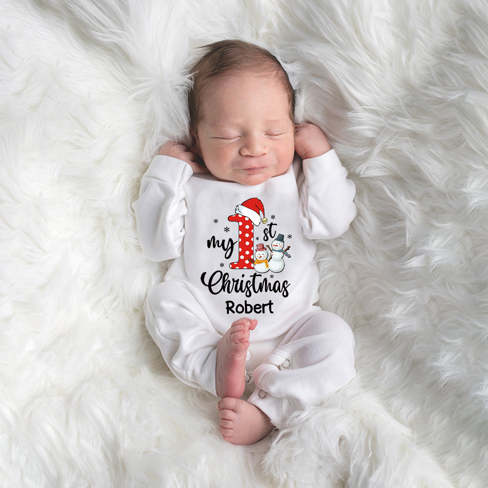 Personalized Baby 1st Christmas Ropmer and Hat Set | MCGift128