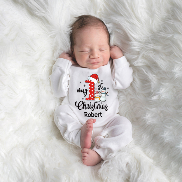 Personalized Baby 1st Christmas Ropmer and Hat Set | MCGift128