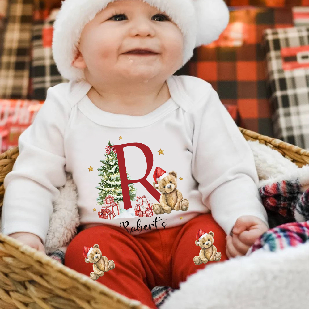 Personalized Baby 1st Christmas Ropmer Onesie Set | MCGift129