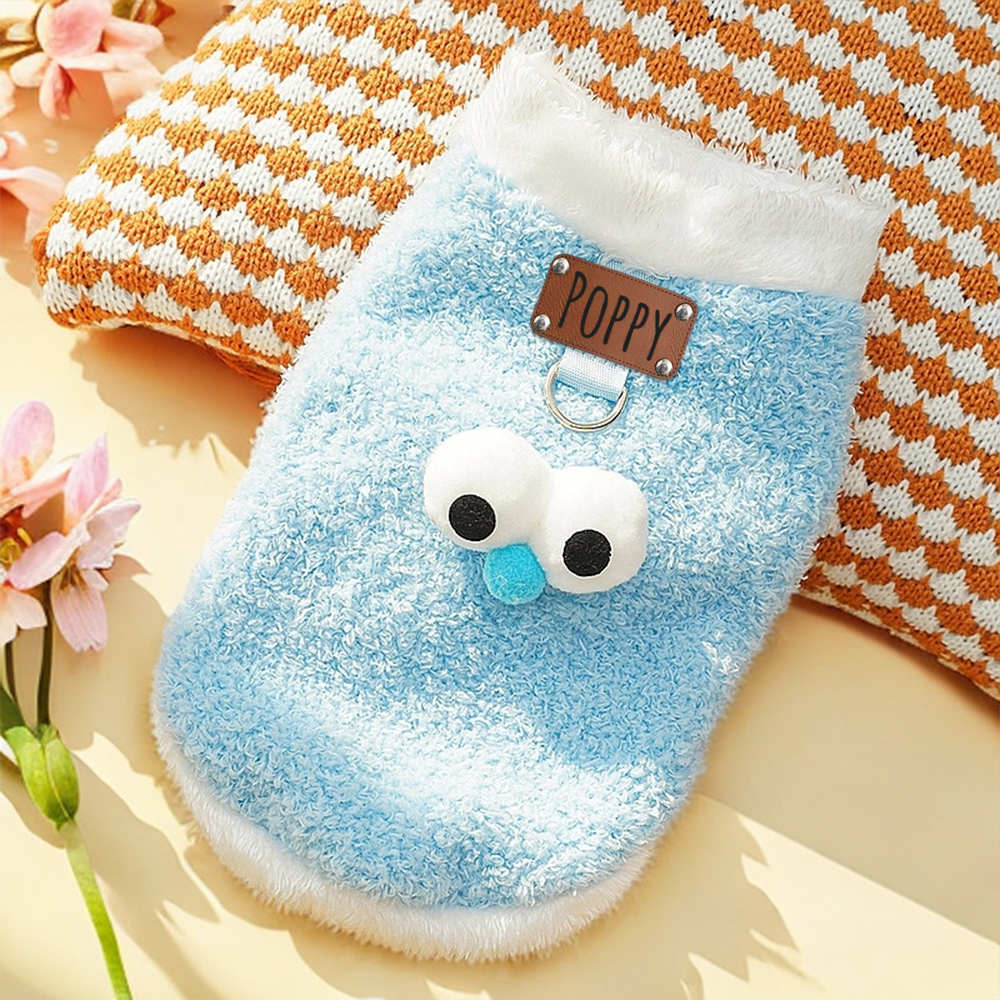 Personalized Leather Patch Lovely Pet Soft Plush Vest | BKPet216