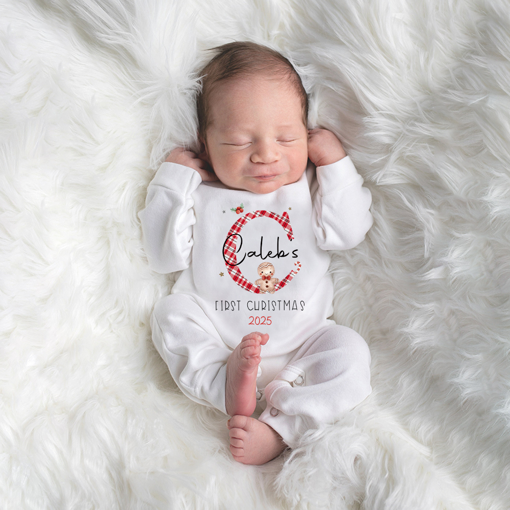 Personalized Baby 1st Christmas Ropmer and Hat Set | MCGift142