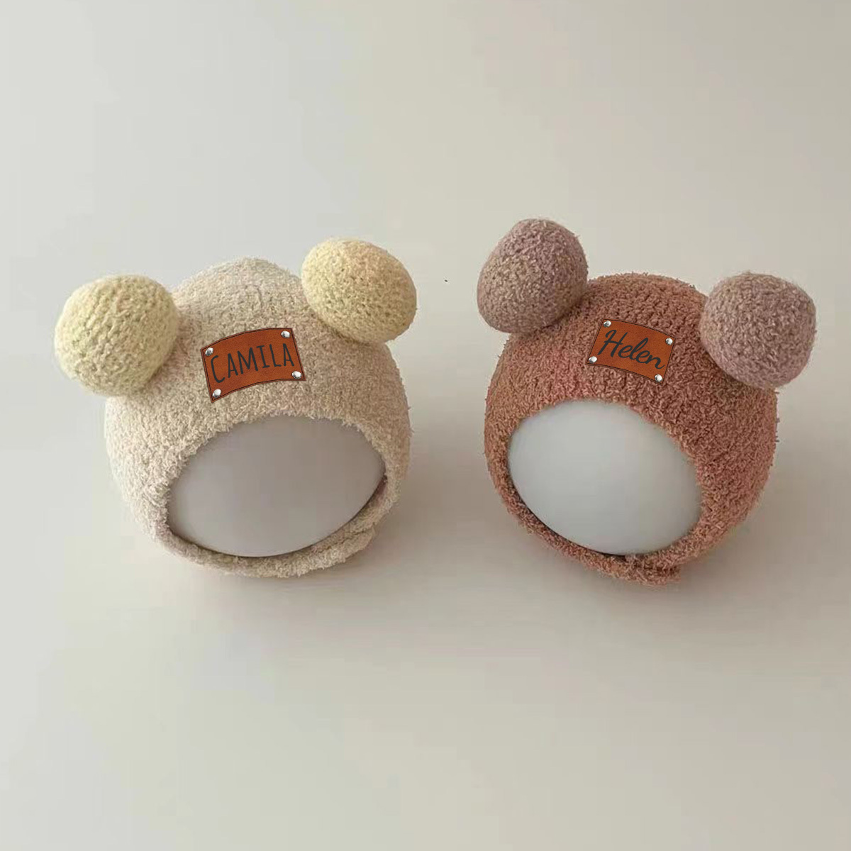 Personalized Leather Patch Cuddle Cub Knit Cap | HSKid60