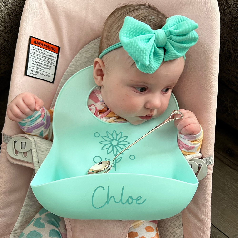 Personalized Baby Reusable Food Grade Silicone Bib | CWBaby299