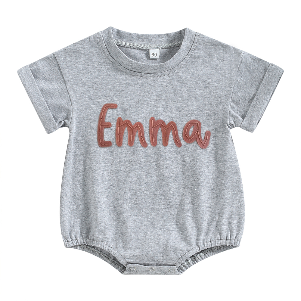 Personalized Baby Hand Embroidered Felt Romper | CWBaby301