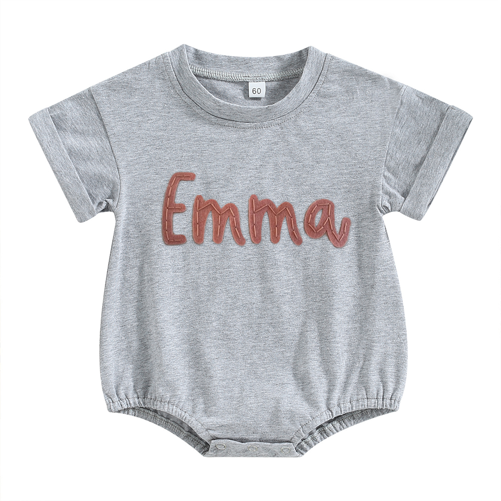 Personalized Baby Hand Embroidered Felt Romper | CWBaby301