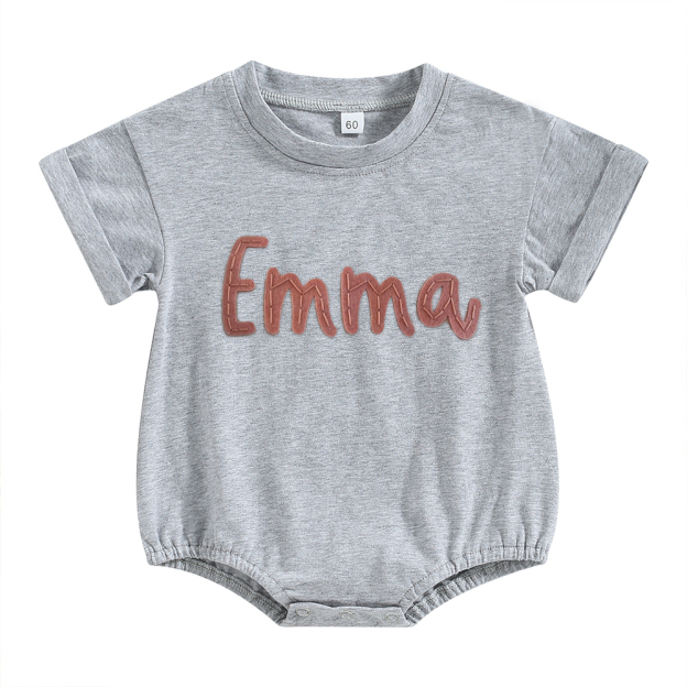 Personalized Baby Hand Embroidered Felt Romper | CWBaby301