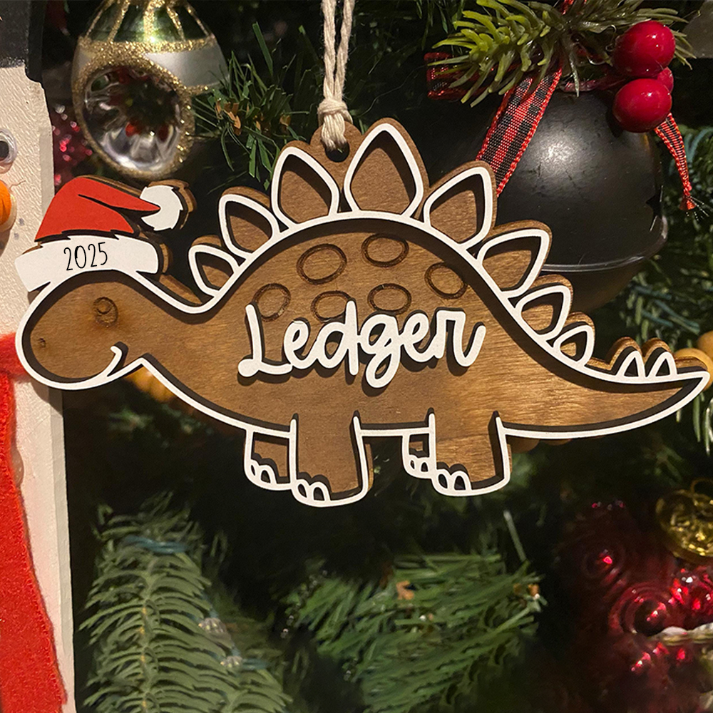 Personalized Christmas Dinosaur Wood Ornaments Decoration | MCGift146
