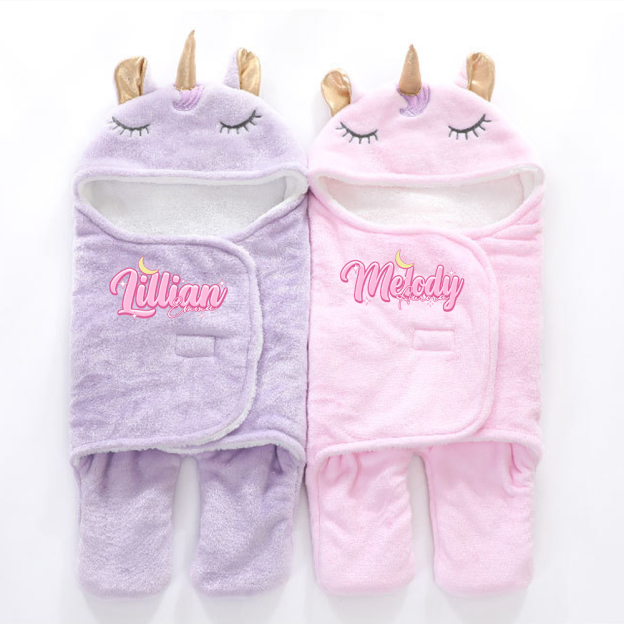 Personalized Baby Unicorn Flannel Super-soft Sleeping Bag | CWBaby307