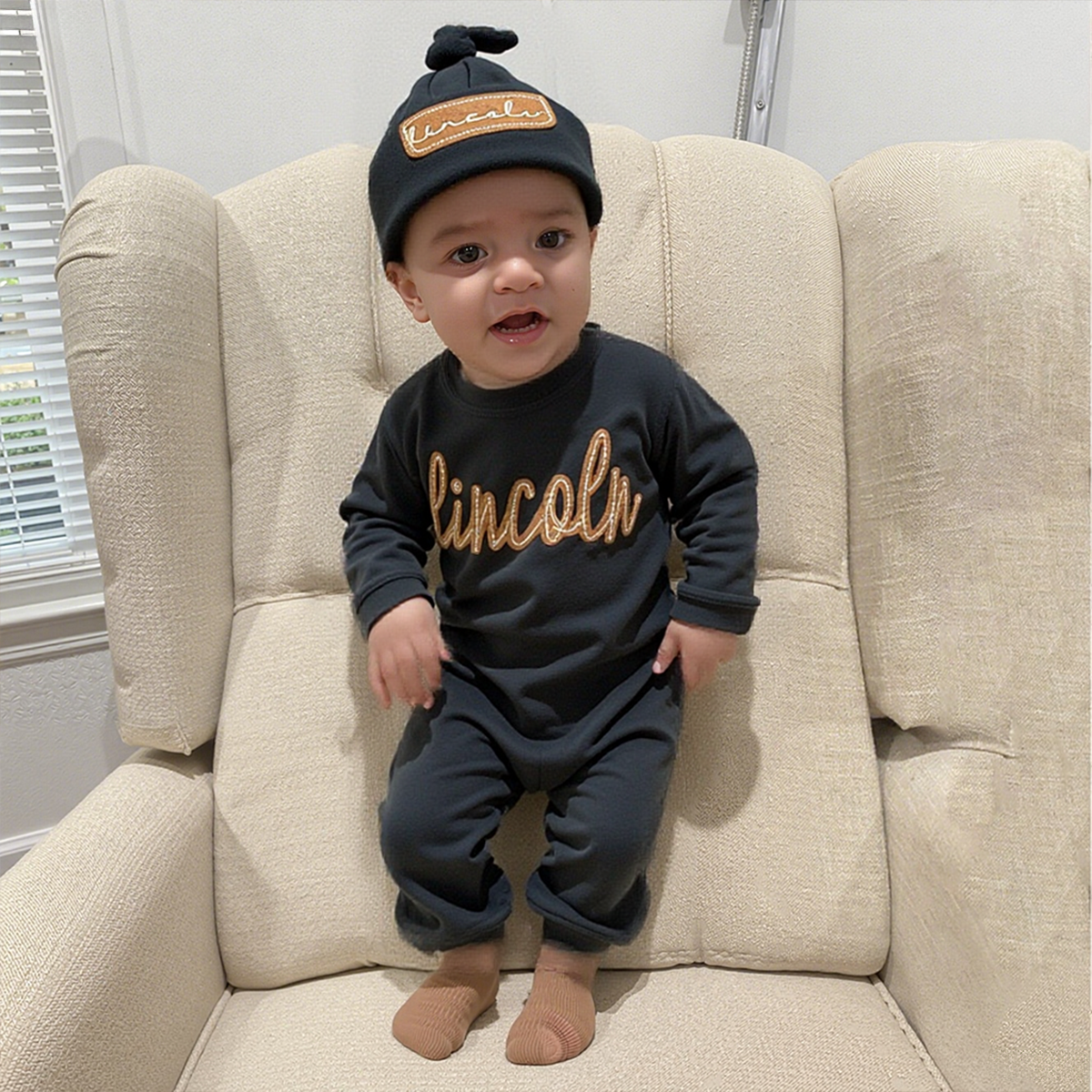 Personalized Baby Coming Home Outfit and Hat Set | CWBaby302
