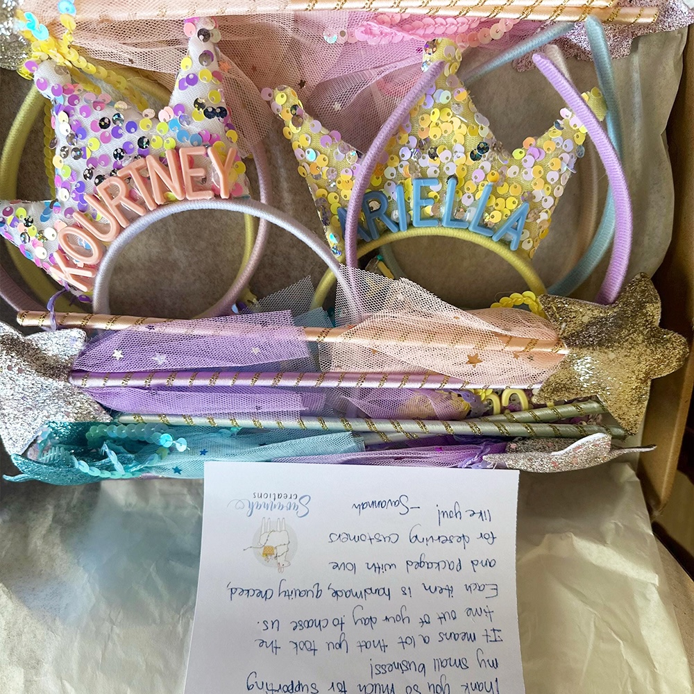 Personalized Girls Party Tiara Headband and Fairy Wand Set | CWToy151
