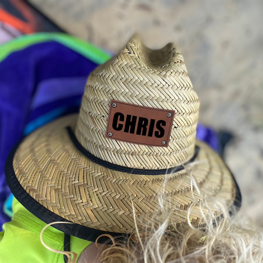 Personalized Summer Leather Patch Straw Hat for Comfort & Unique | CWBeach65