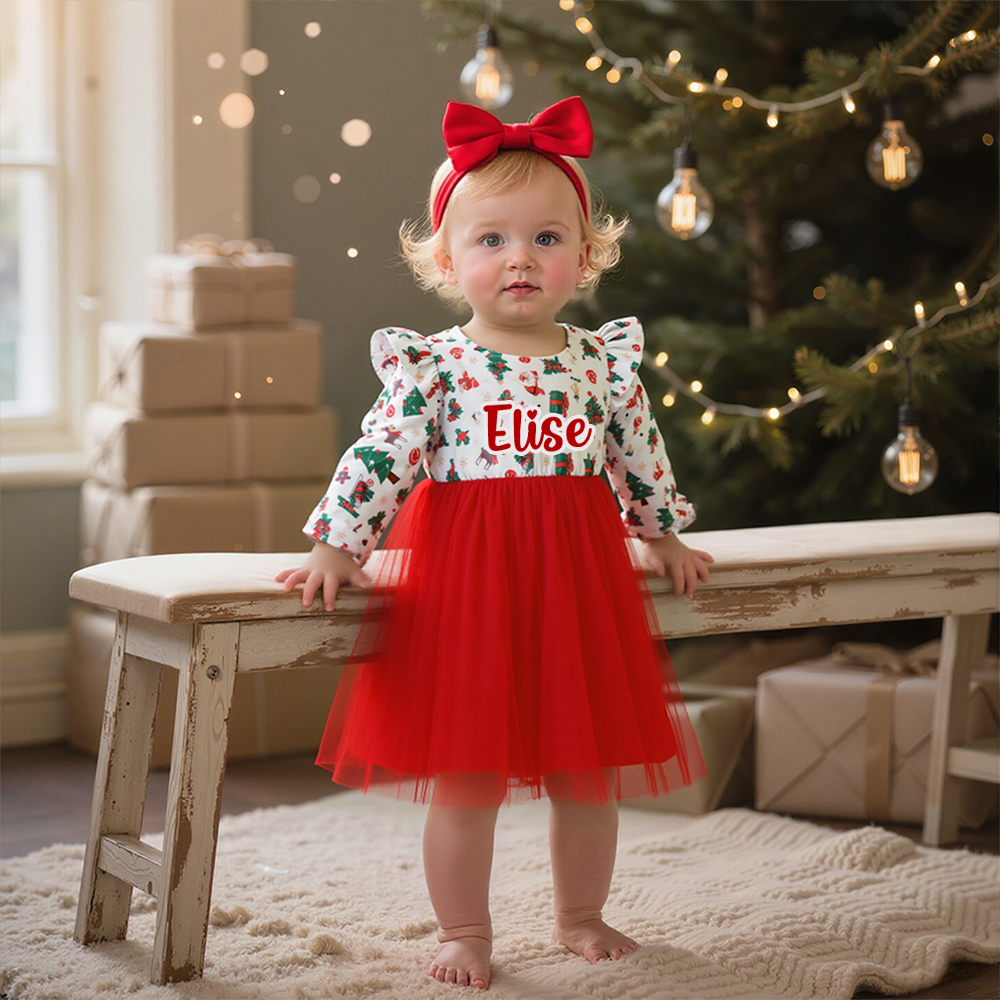 Personalized Christmas Baby Girl Lovely Tutu Dress | MCGift157