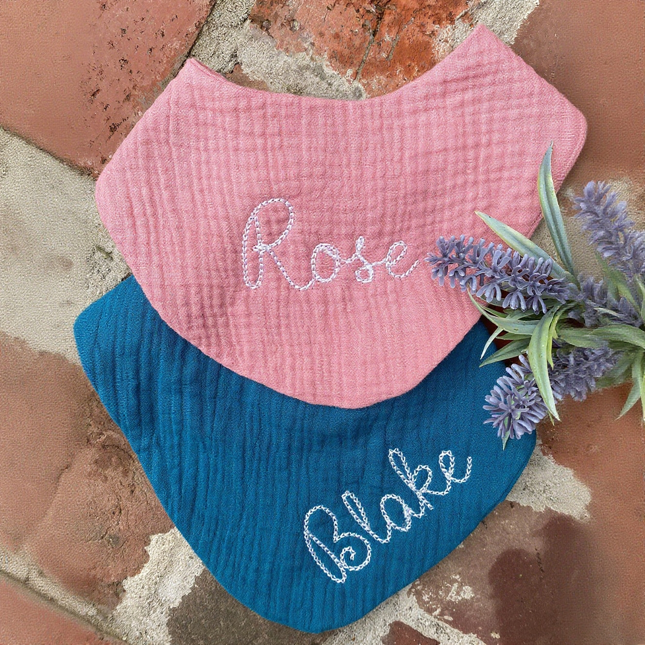 Personalized Embroidered Baby Muslin Bibs | CWBaby8301