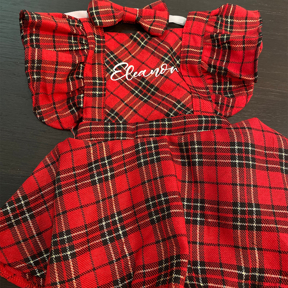 Personalized Christmas Baby Girl Plaid Dress Set | MCGift167