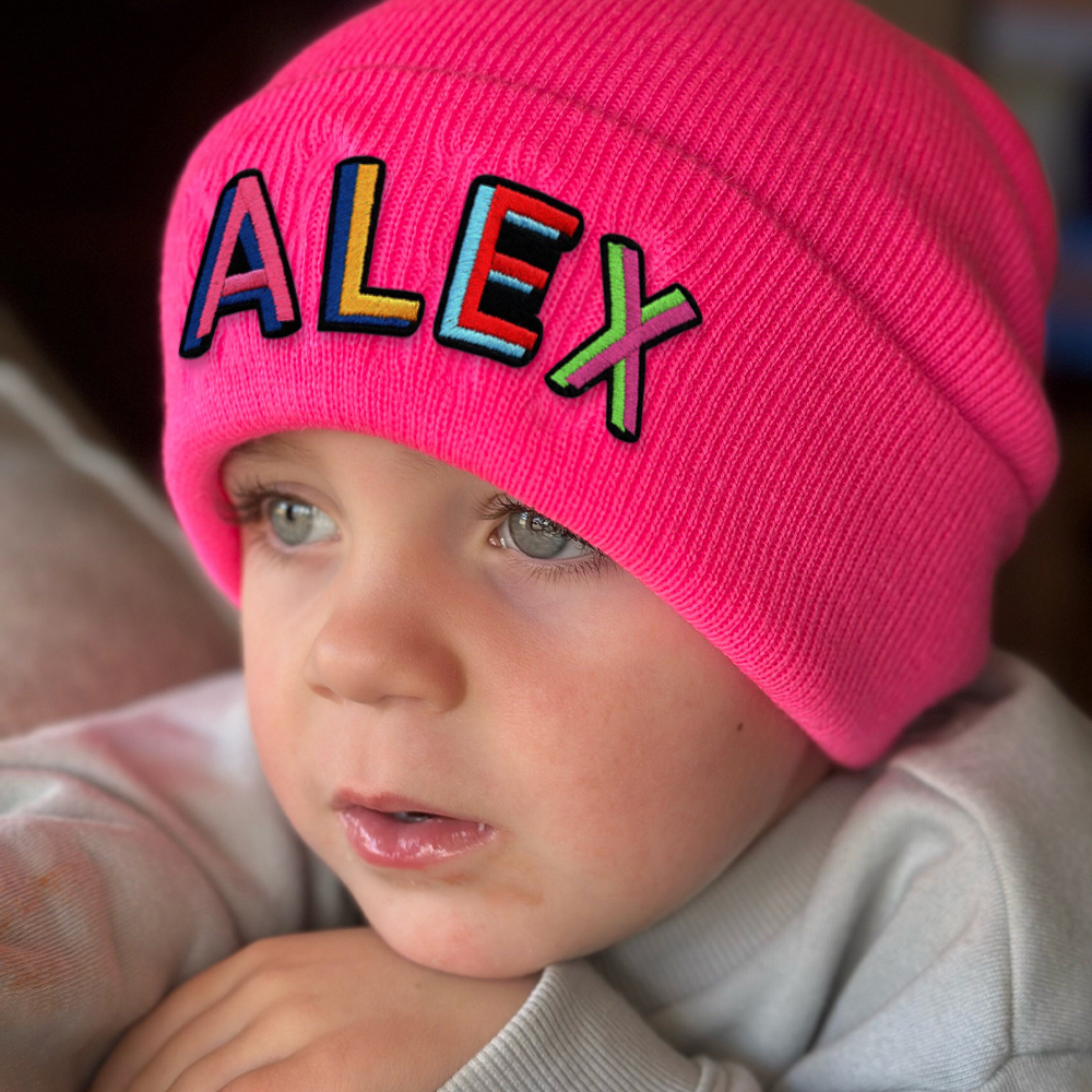 Personalized Colourful Funky Letter Patch Beanies For Kid & Adult | HSKid66