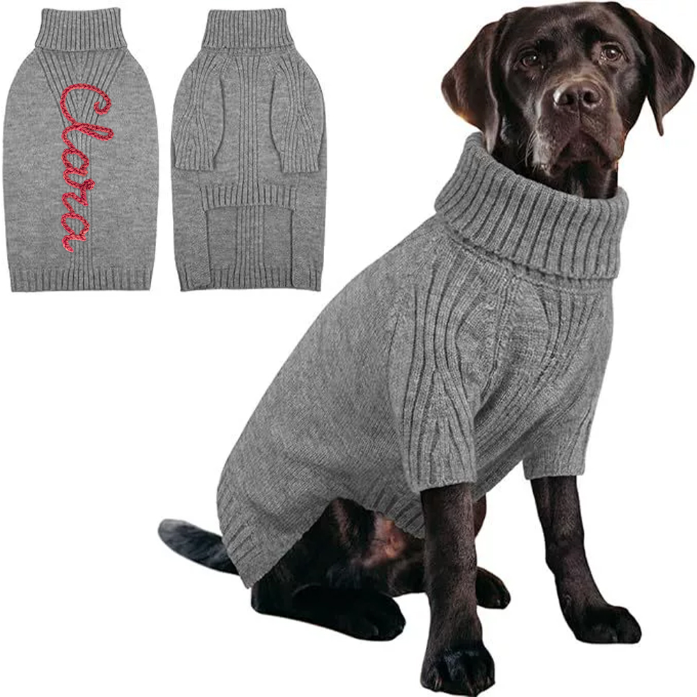 Personalized Hand Embroidery Pets Christmas Knit Sweater | BKPet235