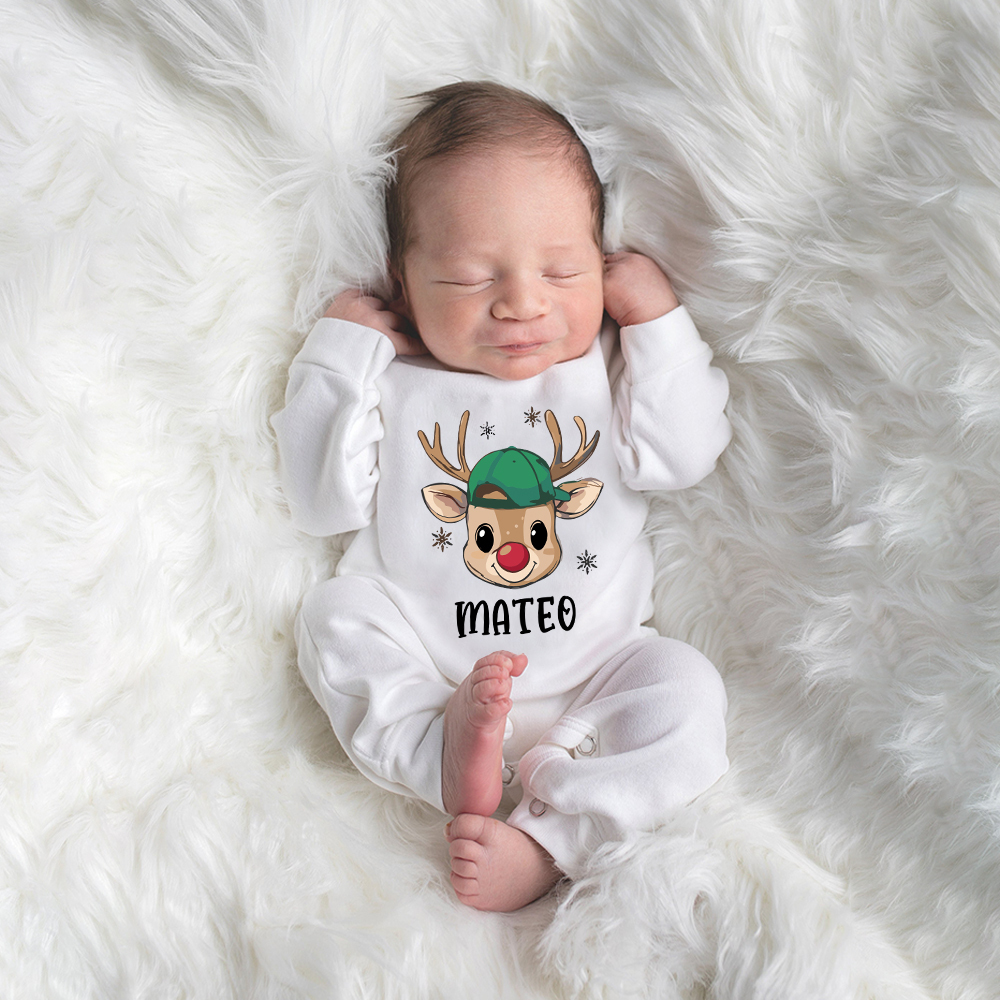 Personalized Baby 1st Christmas Romper and Hat Set | MCGift181
