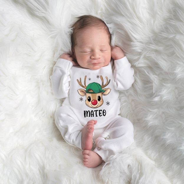 Personalized Baby 1st Christmas Romper and Hat Set | MCGift181