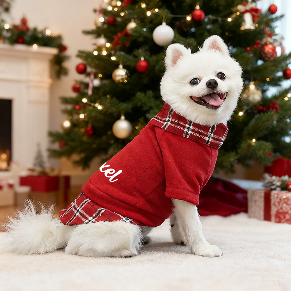 Personalized Pet Grid Collar Fleece Sweatshirt | BKPet244