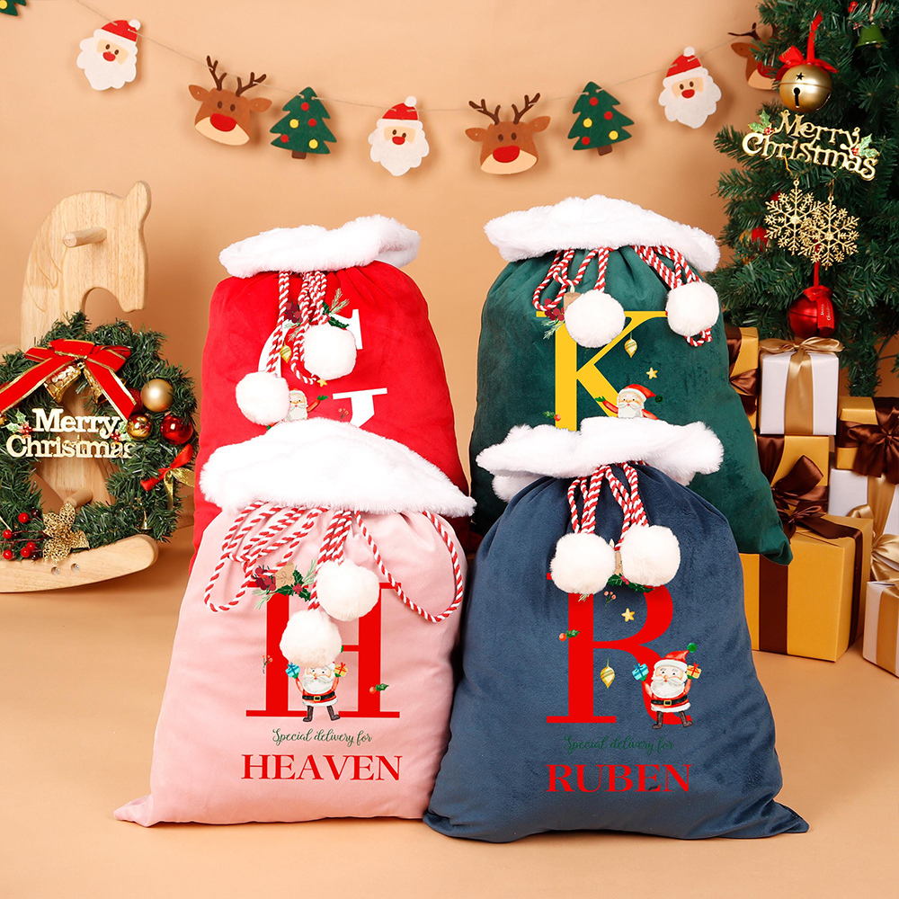 Personalized Christmas Velvet Santa Sack for Gifts | MCGift186