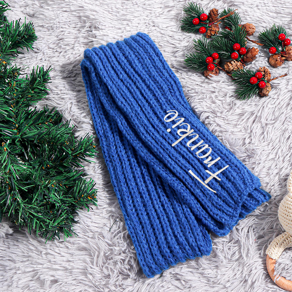 Personalized Embroidery Handmade Knitted Kid Scarf | HSKid68