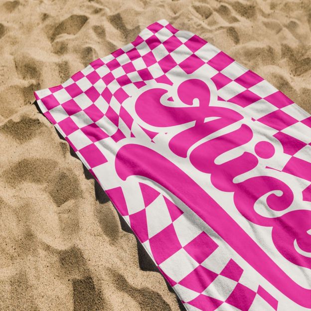 Personalized Lovely Checker Kid Towel for Summer & Beach | CWTowel113