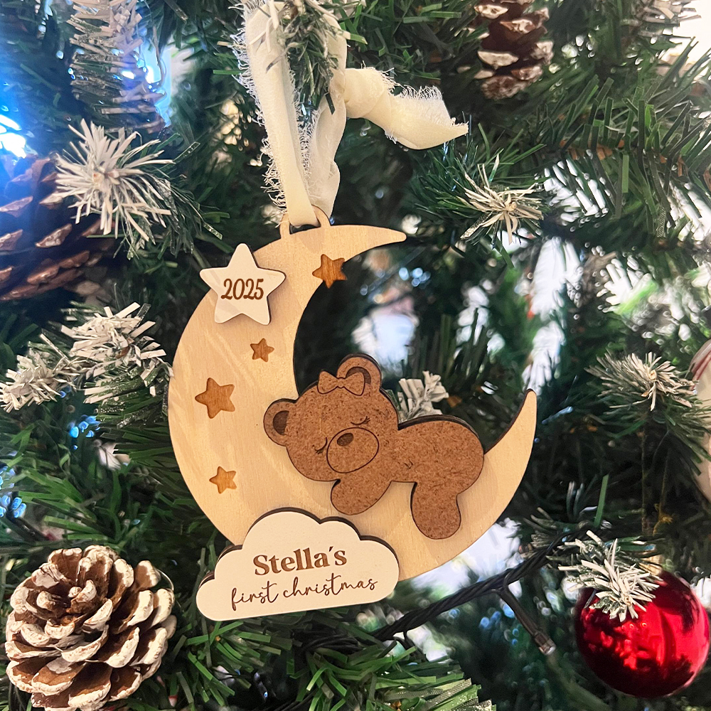 Personalized Baby First Christmas Lovely Moon Bear Ornament | MCGift190