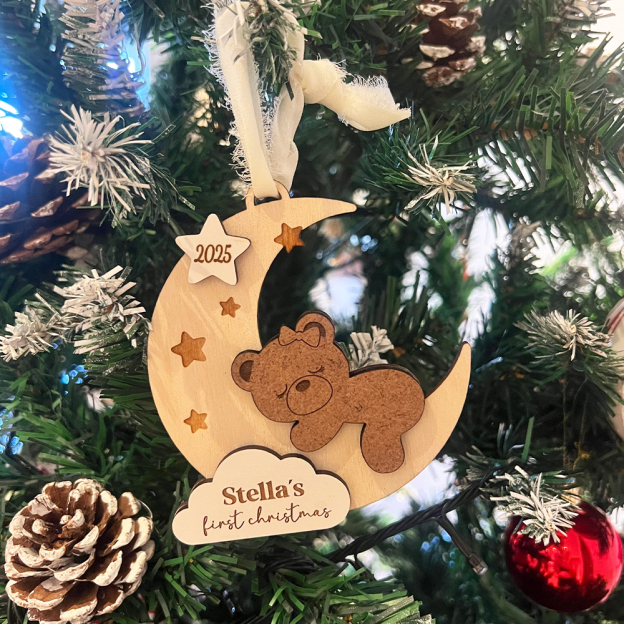 Personalized Baby First Christmas Lovely Moon Bear Ornament | MCGift190