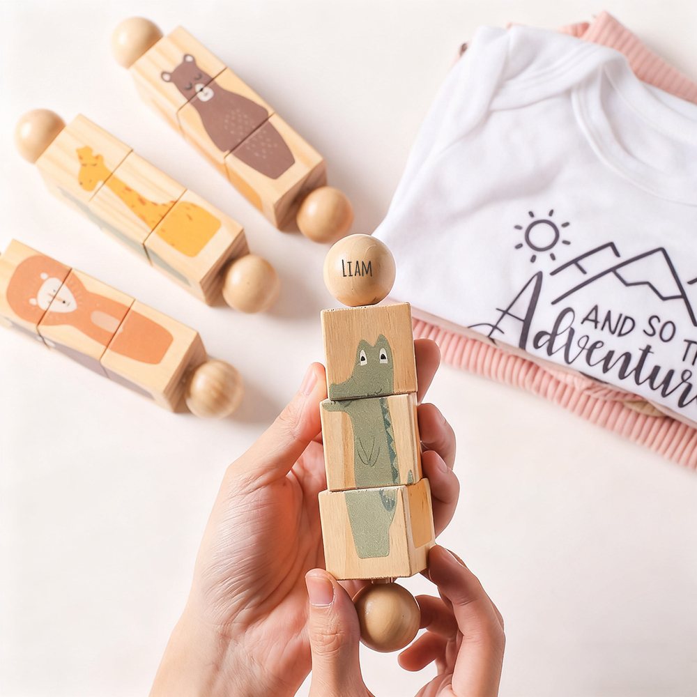 Personalized Wooden Multifunctional Rotating Animal Toy Rattle | CWToy160