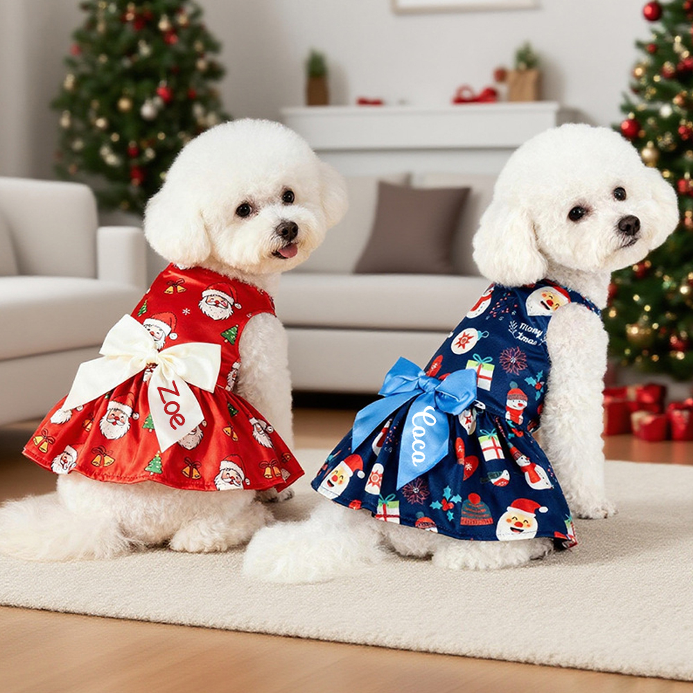 Personalized Pet Large Size Christmas Lovely Bow Dress | MCGift197