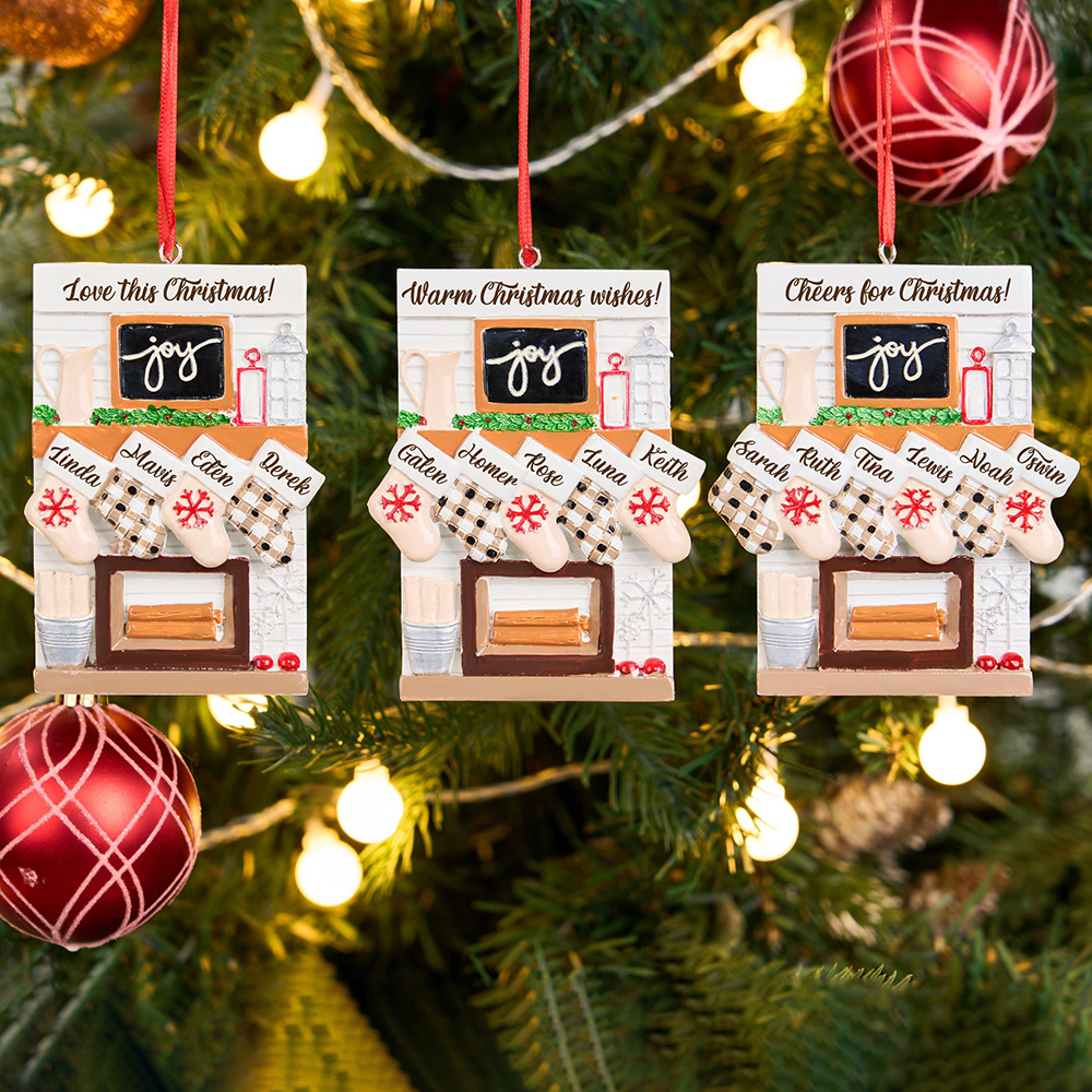 Personalised Fireplace Family Christmas Ornament | MCGift201