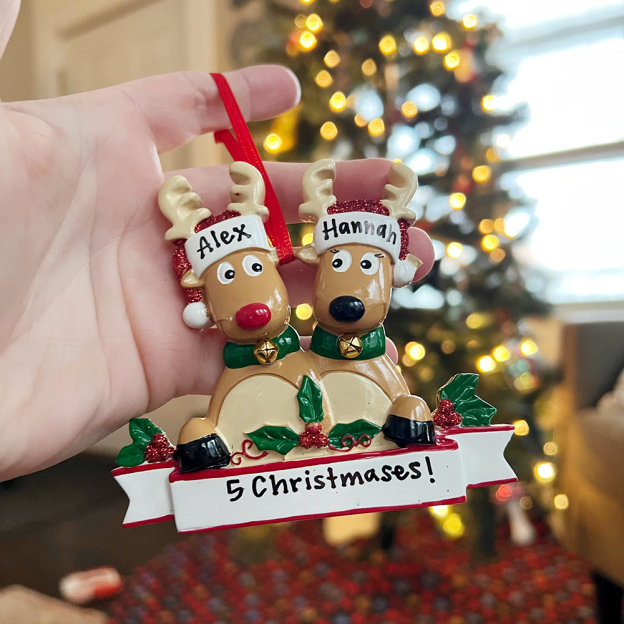 Personalised Elk Family Christmas Ornament | MCGift205